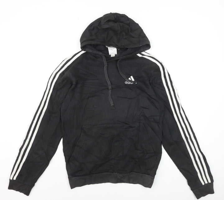 Adidas Men’s Black Pullover Hoodie Size S Sports Logo Fleece