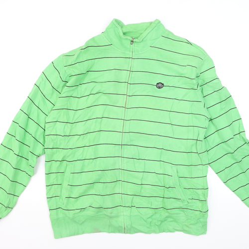Billabong Men's Green Striped Full Zip Sweatshirt L