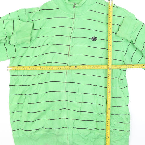 Billabong Men's Green Striped Full Zip Sweatshirt L