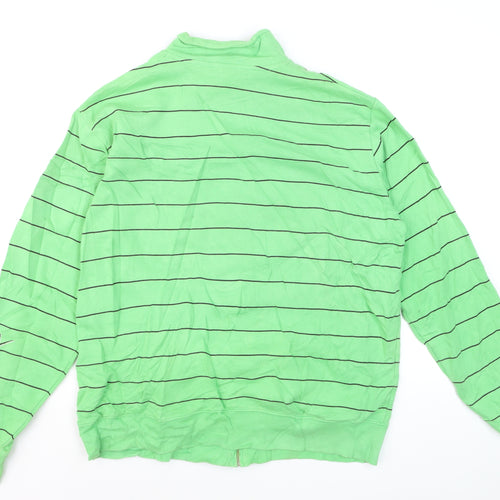 Billabong Men's Green Striped Full Zip Sweatshirt L