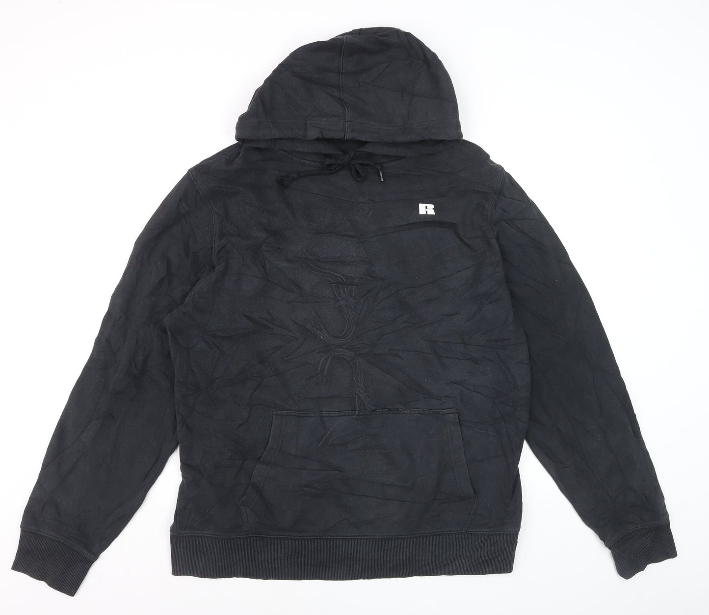 Russell Athletic Men's Black XL Pullover Hoodie with Logo Pocket