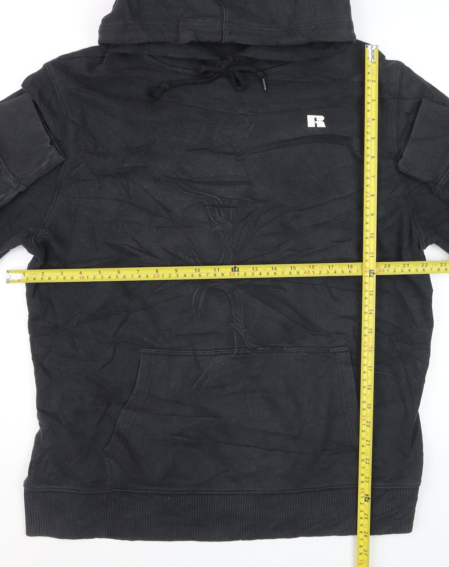 Russell Athletic Men's Black XL Pullover Hoodie with Logo Pocket