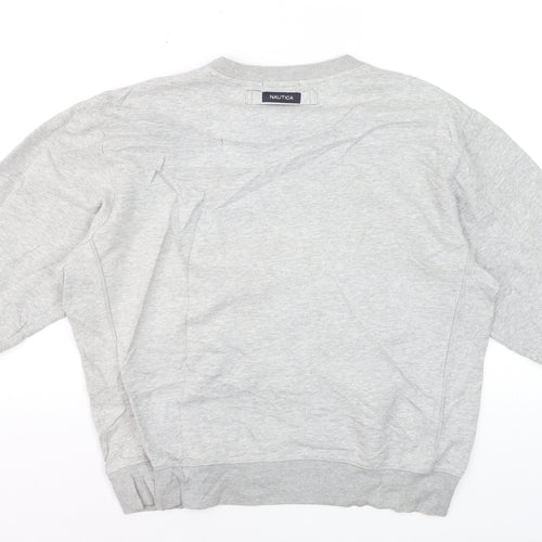 Nautica Men's Grey Crew Neck Pullover Sweatshirt L Regular Fit