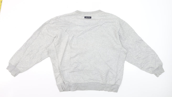 Nautica Men's Grey Crew Neck Pullover Sweatshirt L Regular Fit