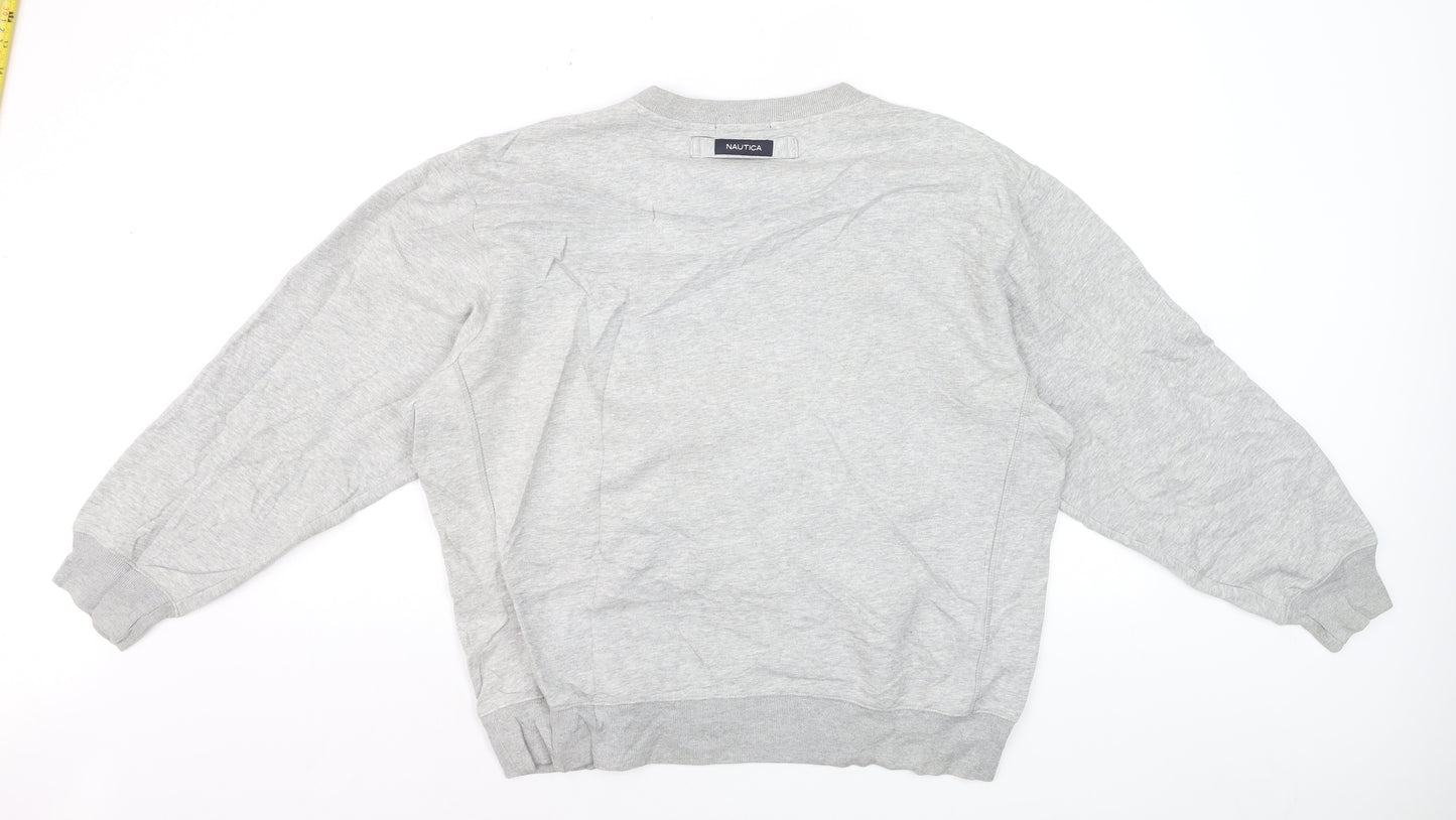 Nautica Men's Grey Crew Neck Pullover Sweatshirt L Regular Fit