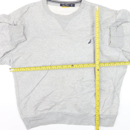 Nautica Men's Grey Crew Neck Pullover Sweatshirt L Regular Fit