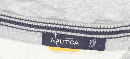 Nautica Men's Grey Crew Neck Pullover Sweatshirt L Regular Fit