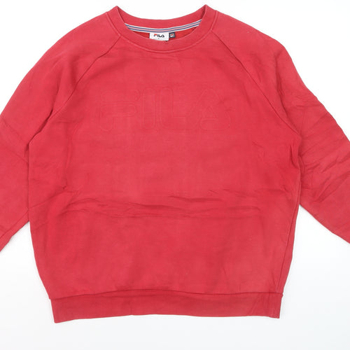 FILA Men's Red Crew Neck Pullover Sweatshirt Size L Regular Fit