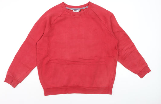 FILA Men's Red Crew Neck Pullover Sweatshirt Size L Regular Fit