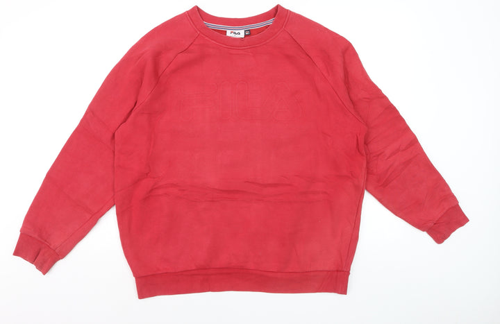 FILA Men's Red Crew Neck Pullover Sweatshirt Size L Regular Fit