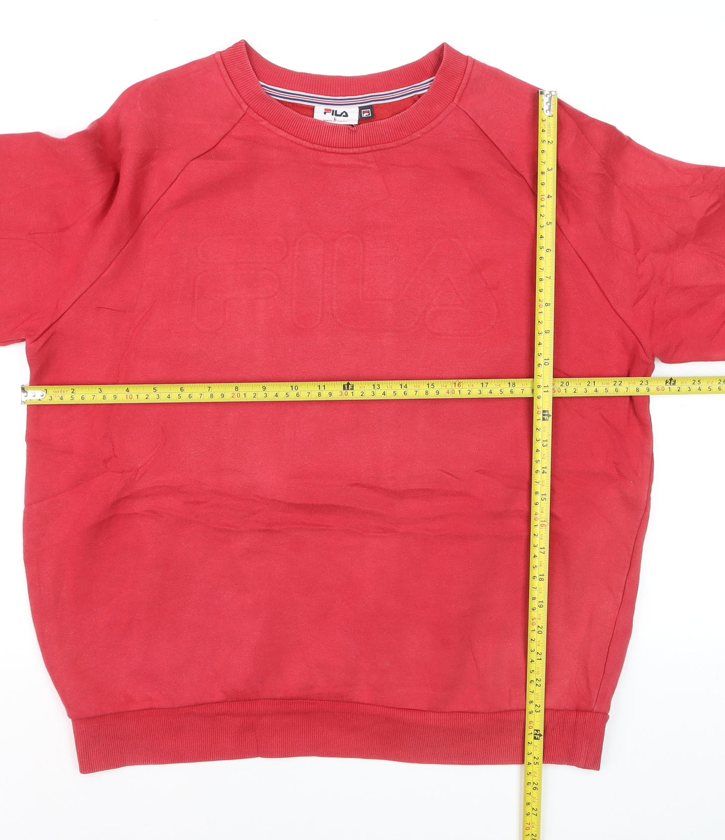 FILA Men's Red Crew Neck Pullover Sweatshirt Size L Regular Fit
