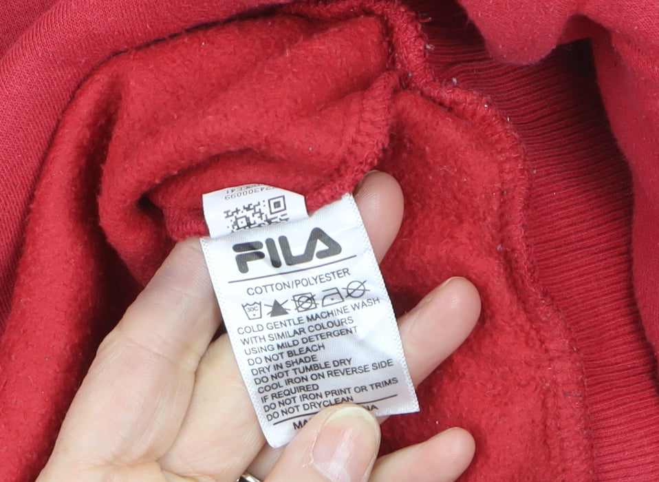 FILA Men's Red Crew Neck Pullover Sweatshirt Size L Regular Fit