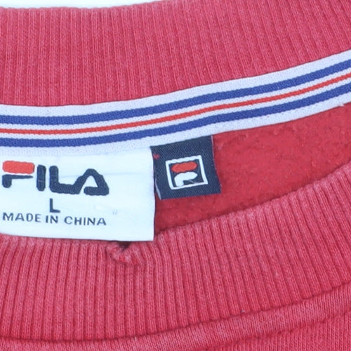 FILA Men's Red Crew Neck Pullover Sweatshirt Size L Regular Fit