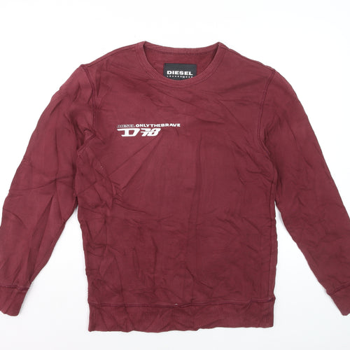 Diesel Men's Red Cotton Crew Neck Pullover Sweatshirt Size S