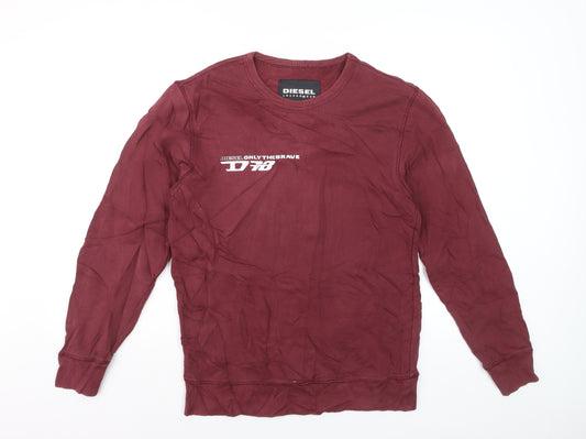 Diesel Men's Red Cotton Crew Neck Pullover Sweatshirt Size S