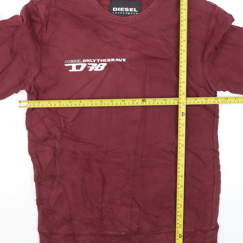 Diesel Men's Red Cotton Crew Neck Pullover Sweatshirt Size S