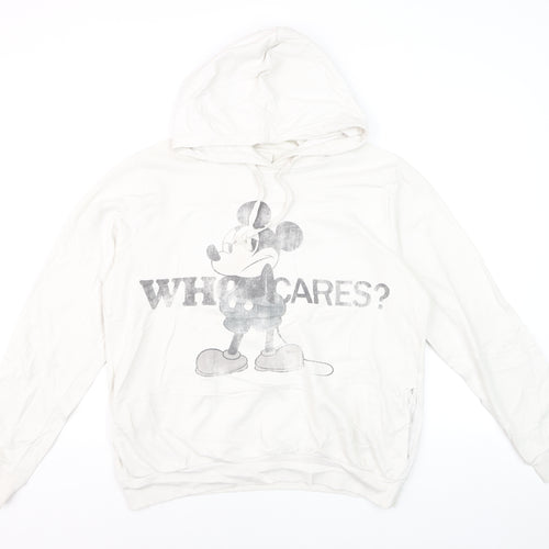 Disney Women White Mickey Mouse Pullover Hoodie XL Graphic Print