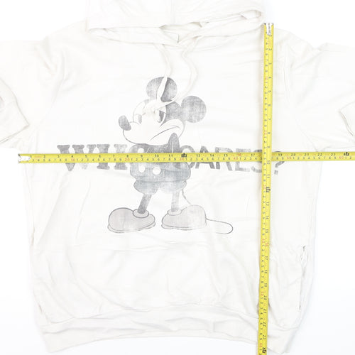 Disney Women White Mickey Mouse Pullover Hoodie XL Graphic Print