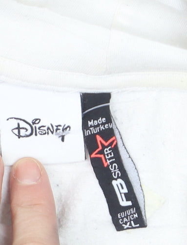 Disney Women White Mickey Mouse Pullover Hoodie XL Graphic Print