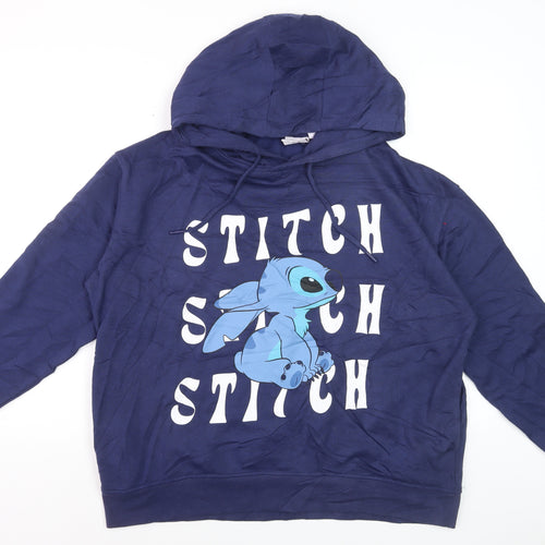 Disney Men's Blue Stitch Pullover Hoodie L Graphic Print