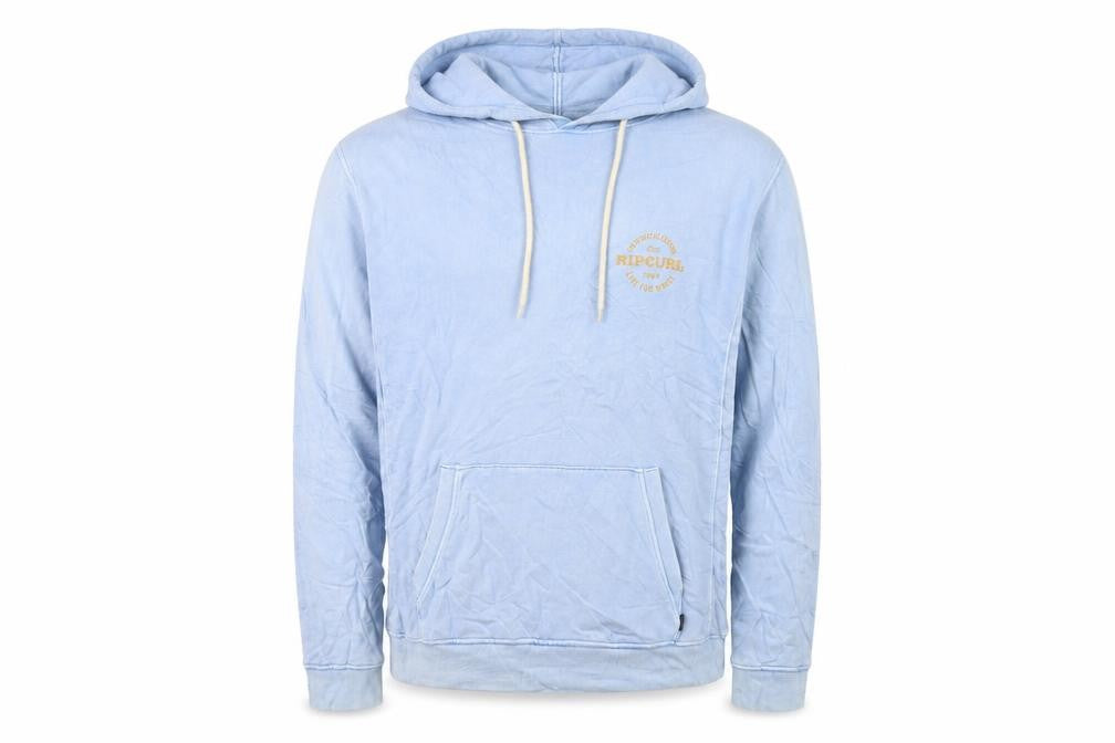 Front view of Rip Curl Men’s Blue Pullover Hoodie S Surf Graphic Lightweight