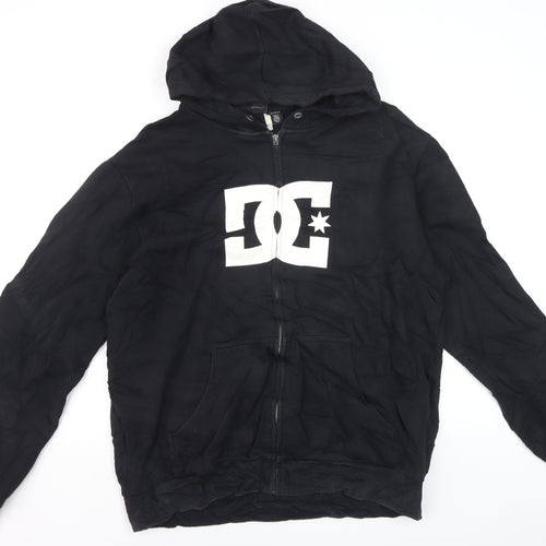 DC Mens Black XL Full Zip Hoodie Hooded Sweatshirt Logo Fleece