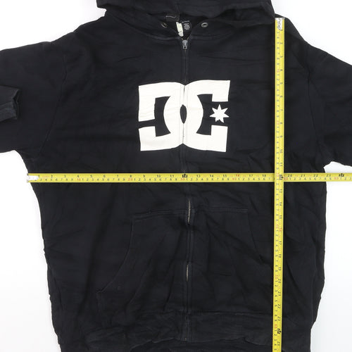 DC Mens Black XL Full Zip Hoodie Hooded Sweatshirt Logo Fleece
