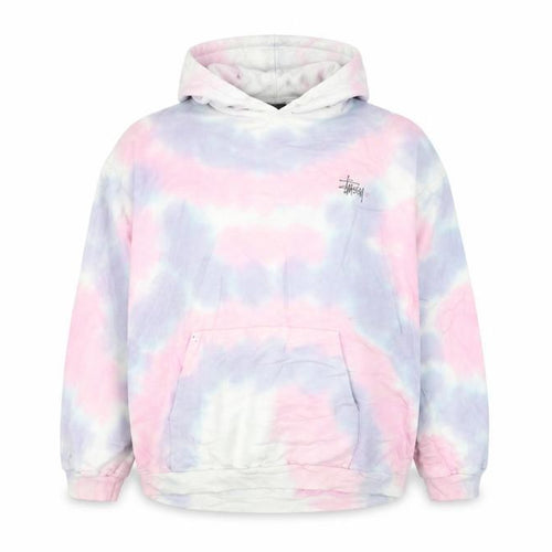Stussy Womens Pink Tie-Dye Pullover Hoodie Size 10 Cotton Logo Print