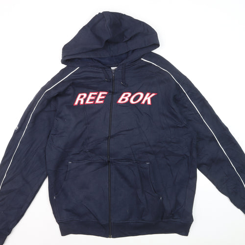 Reebok Men's Blue XL Full Zip Hoodie Sweatshirt Sportswear