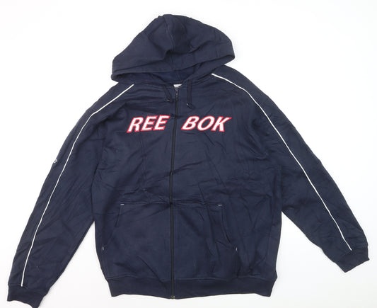 Reebok Men's Blue XL Full Zip Hoodie Sweatshirt Sportswear