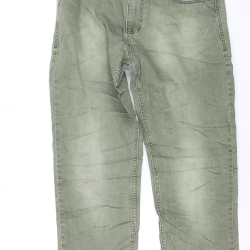 Philipp Plein Men's Green Straight Jeans W34 L34 Cotton Denim