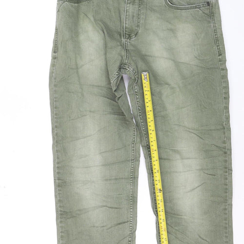 Philipp Plein Men's Green Straight Jeans W34 L34 Cotton Denim