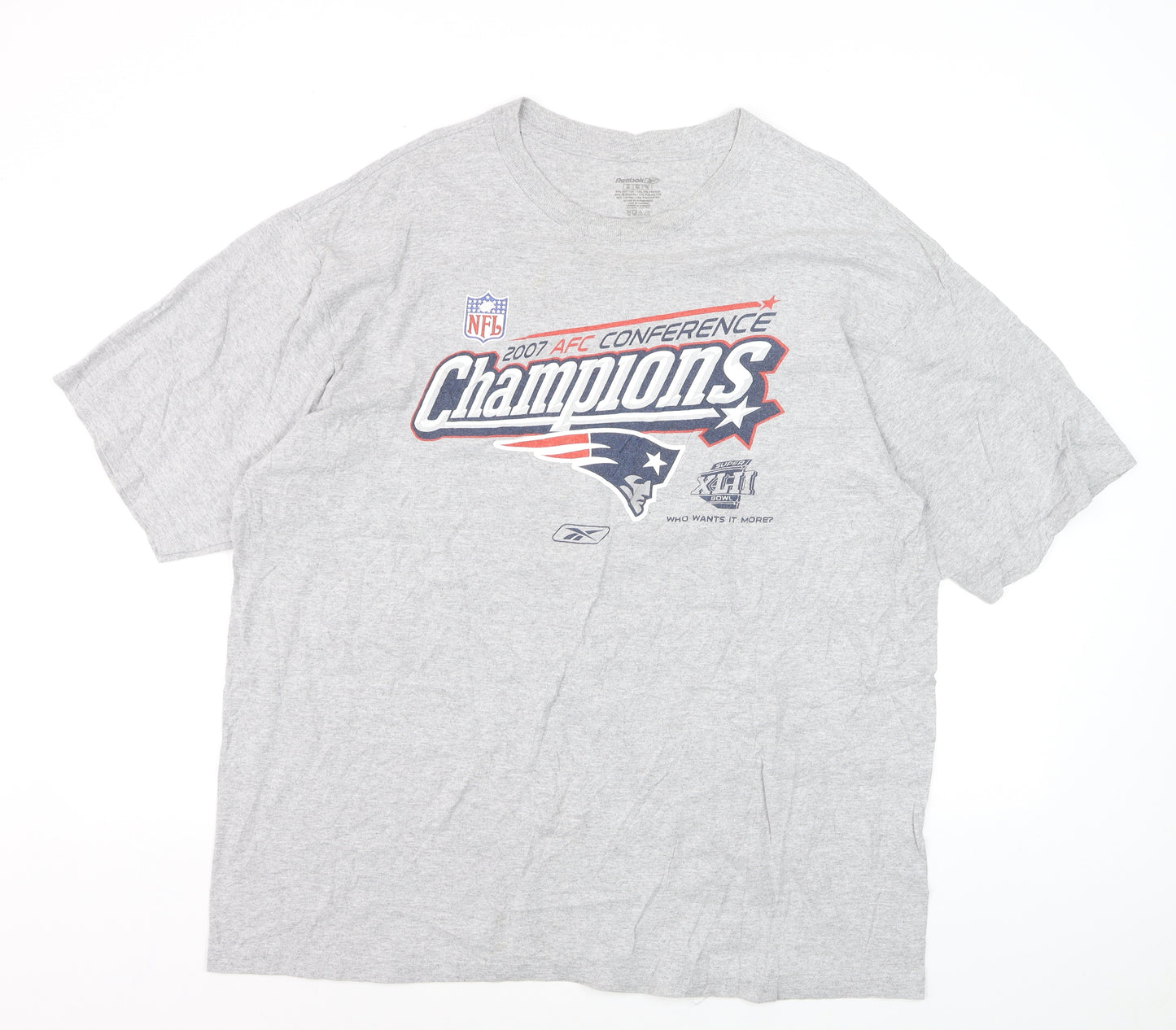 Reebok Men's Grey NFL Patriots Champions T-Shirt Size XL