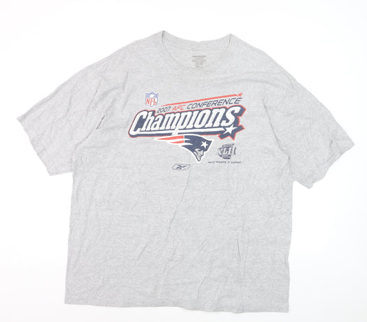 Reebok Men's Grey NFL Patriots Champions T-Shirt Size XL