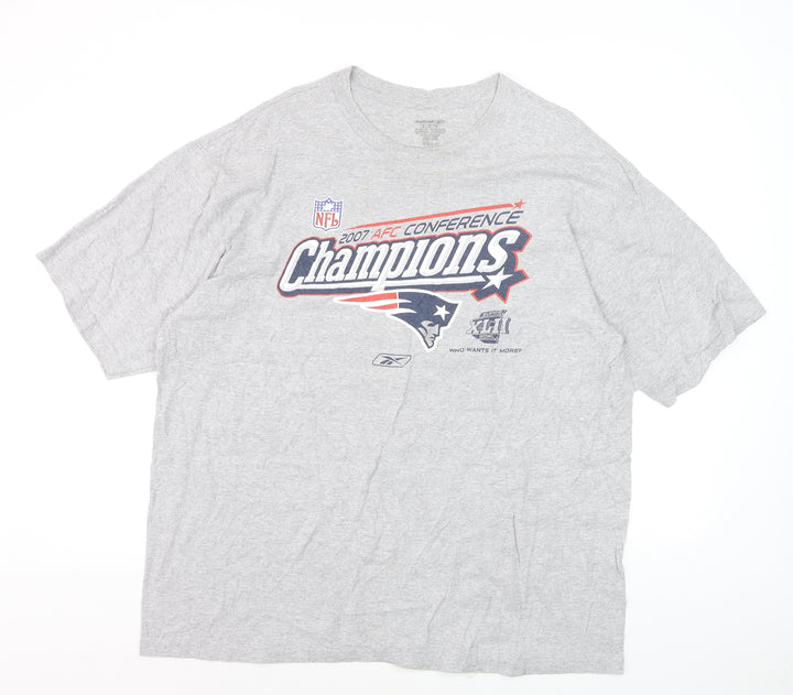 Reebok Men's Grey NFL Patriots Champions T-Shirt Size XL