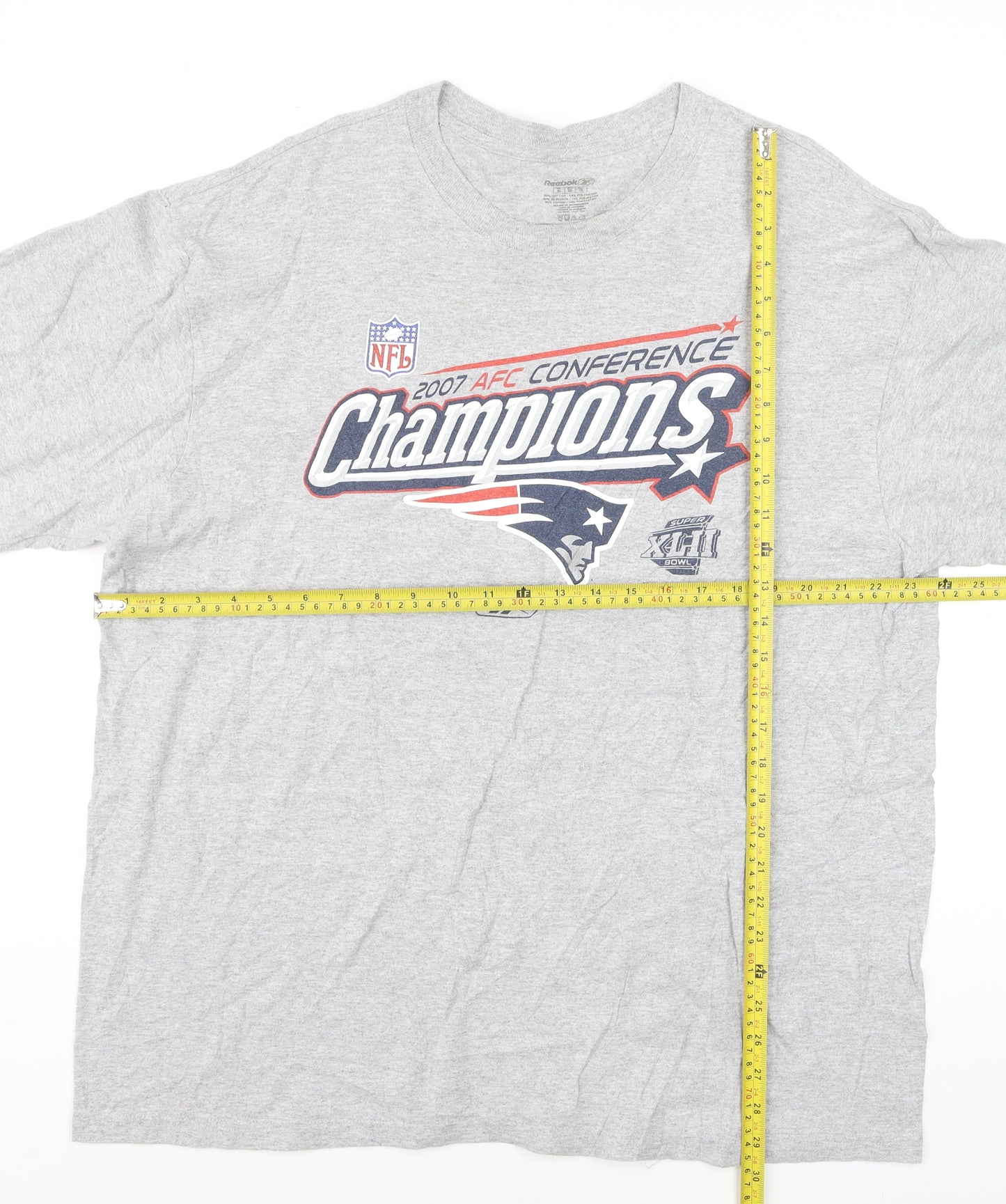 Reebok Men's Grey NFL Patriots Champions T-Shirt Size XL