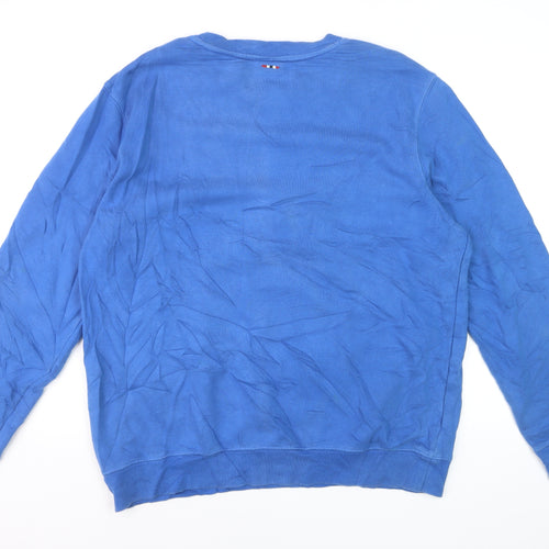 Napapijri Men's Blue XL Pullover Sweatshirt Crew Neck Logo Top