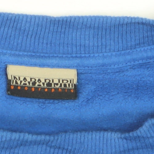 Napapijri Men's Blue XL Pullover Sweatshirt Crew Neck Logo Top