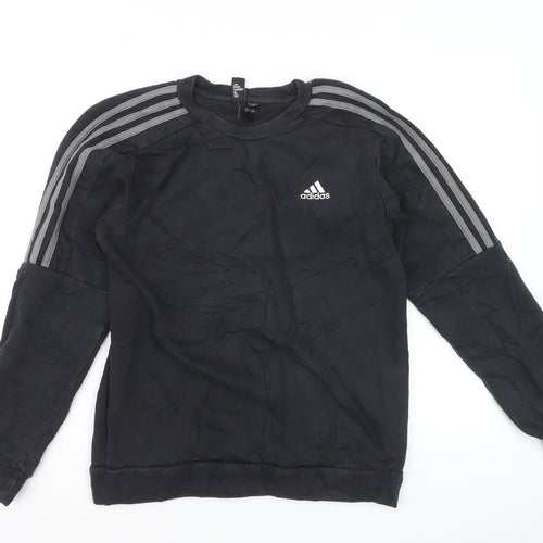 Adidas Mens Black Crew Neck Pullover Sweatshirt Size L Sports Fleece