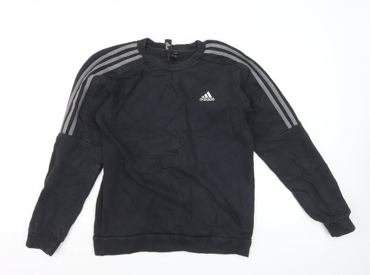 Adidas Mens Black Crew Neck Pullover Sweatshirt Size L Sports Fleece