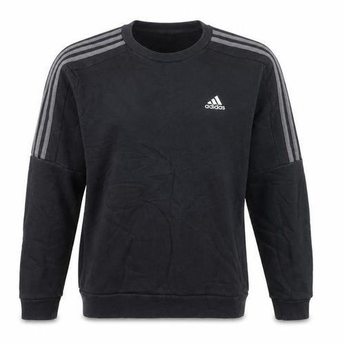 Adidas Mens Black Crew Neck Pullover Sweatshirt Size L Sports Fleece