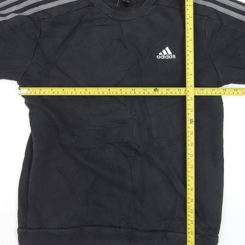Adidas Mens Black Crew Neck Pullover Sweatshirt Size L Sports Fleece