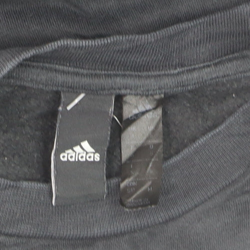 Adidas Mens Black Crew Neck Pullover Sweatshirt Size L Sports Fleece