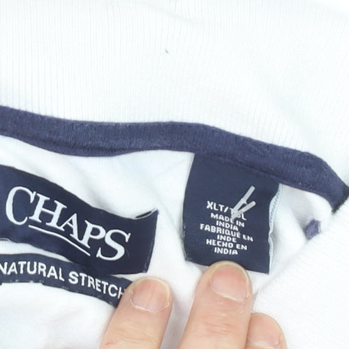 Chaps Men's White Blue Striped Polo Shirt XLT Cotton Classic Fit