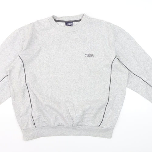 Umbro Men's Grey Pullover Sweatshirt L Crew Neck Sportswear