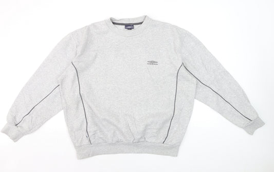 Umbro Men's Grey Pullover Sweatshirt L Crew Neck Sportswear