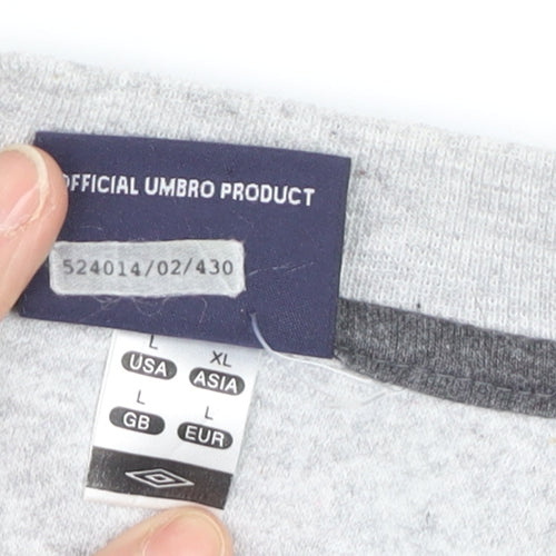 Umbro Men's Grey Pullover Sweatshirt L Crew Neck Sportswear