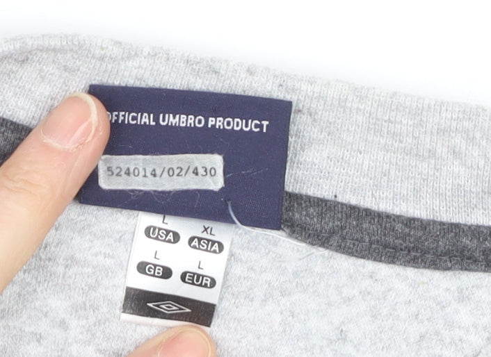 Umbro Men's Grey Pullover Sweatshirt L Crew Neck Sportswear