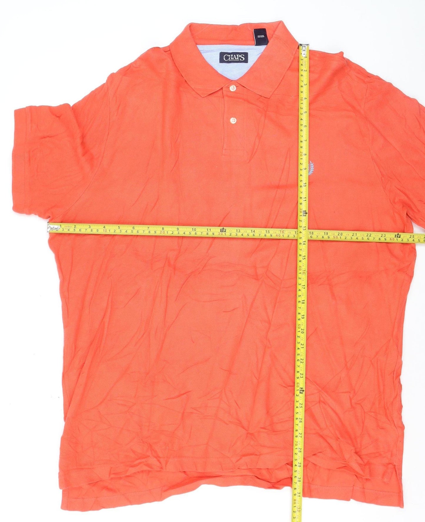 Chaps Mens Orange XL Regular Fit Short Sleeve Cotton Polo Shirt