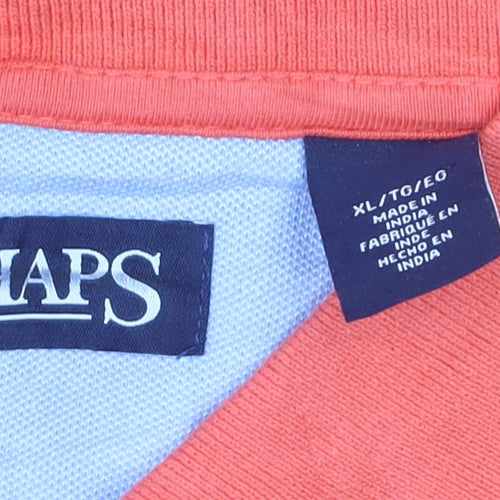 Chaps Mens Orange XL Regular Fit Short Sleeve Cotton Polo Shirt
